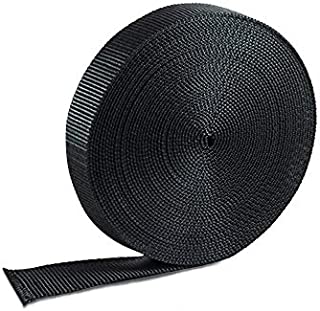 Houseables Nylon Strapping Webbing Material, 1 Inch W x 10 Yard, Black, Heavy Climbing Flat Strap, UV Resistant Fabric, Web for Bags, Backpacks, Belts, Harnesses, Slings, Collars, Tow Ropes