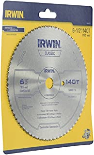 Irwin 11820ZR 6-1/2-Inch 140 Tooth TFG Plastic, Plywood, and Veneer Cutting Saw Blade with 5/8-Inch Arbor