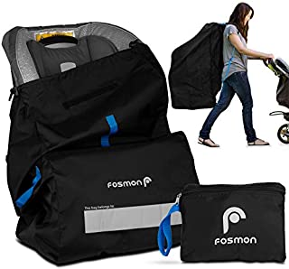 Fosmon Infant Car Seat Travel Bag for Airplane, Nylon Backpack Style Padded Adjustable Shoulder Strap, Drawstring Airline Gate Check Bag for Infant Car Seats, Carrier, Booster - Universal Size