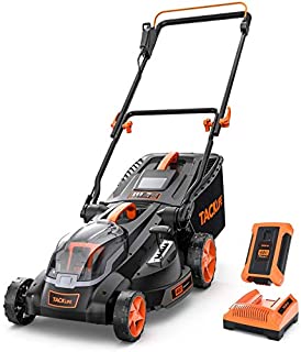 TACKLIFE Lawn Mower, 16-Inch 40V Brushless Lawn Mower, 4.0AH Battery, 6 Mowing Heights, 3 Operation Heights, 10.5Gal Grass Box