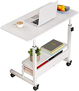 Computer-Desk Office-Desk, Small-Folding Gaming-Laptop Home-Office Desks for Small Spaces, Writing Study Desk Table with Storage for Home Bedroom, Adjustable Height 32×16×25-36 inches (White)