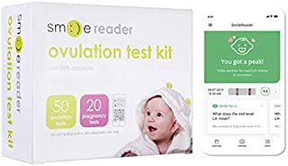 SmileReader Combo Kit of 50 Ovulation Tests and 20 Pregnancy Tests, Free Tracker app, OPKs, HPTs (50 LH + 20 HCG)