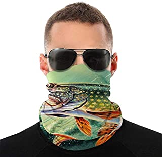 QSMX Pike Fish Fishing Lure Headwear,Head Wrap, Neck Gaiter, Headband, Fishing Mask, Tube Mask, Face Bandana Mask and Sport Scarf 12 in 1 Sweatband for Camping, Hiking, Running