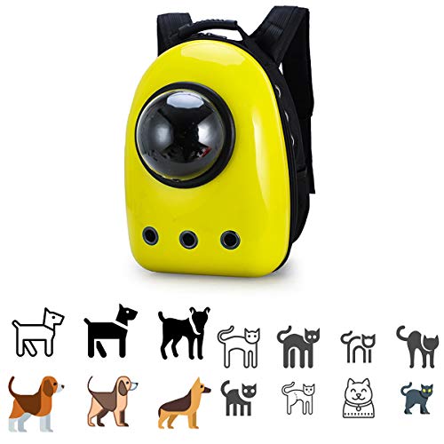 JELLY SIGHT JS Portable Pet Travel Carrier Space Capsule Pet Cat Bubble Backpack Waterproof Traveler Knapsack for Cat and Small Dog (Yellow)