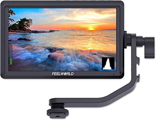 FEELWORLD FW568 5.5 inch DSLR Camera Field Monitor Video Peaking Focus Assist Small Full HD 1920x1080 IPS with 4K HDMI 8.4V DC Input Output Include Tilt Arm