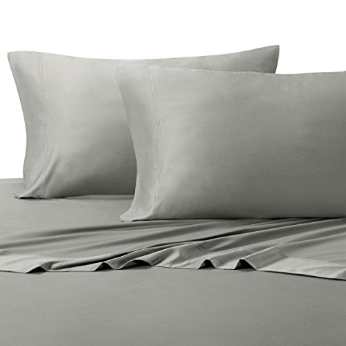 Royal Tradition 100 Percent Bamboo Bed Sheet Set, Split California King, Solid Grey, Super Soft and Cool Bamboo Viscose 5PC Sheets