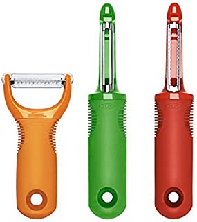 OXO 1137680 Good Grips 3-Piece Peeler Set Green/Orange/Red, 10-inch