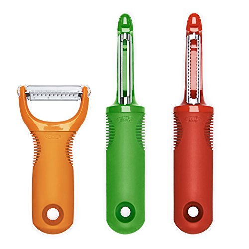 OXO 1137680 Good Grips 3-Piece Peeler Set Green/Orange/Red, 10-inch