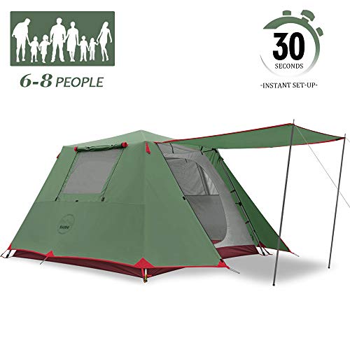 KAZOO Family Camping Tent Large Waterproof Pop Up Tents 6 Person Room Cabin Tent Instant Setup with Sun Shade Automatic Aluminum Pole