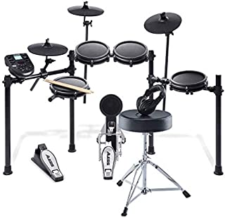 Alesis Drums Nitro Mesh Kit Bundle  Complete Electric Drum Set With an Eight-Piece Mesh Electronic Drum Kit, Drum Throne, Headphones and Drum Sticks