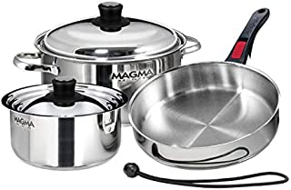 Magma Products, A10-362-IND 7 Piece Induction Cook-Top Gourmet Nesting Stainless Steel Cookware Set , Black