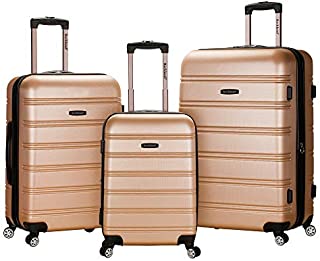 Rockland Melbourne Hardside Expandable Spinner Wheel Luggage, Champagne, 3-Piece Set (20/24/28)