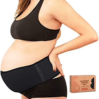 Maternity Belly Band for Pregnancy - Soft & Breathable Pregnancy Belly Support Belt - Pelvic Support Bands - Tummy Bandit Sling for Pants - Pregnancy Back Brace (One Size, Midnight Black)