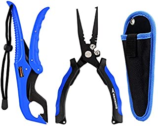 KastKing Intimidator Fishing Pliers Combo with Floating Lip Grip, Teflon Coated Steel Pliers, Multi-Function Fishing Tools, Freshwater Fishing Gear