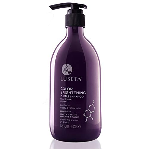 Luseta Purple Shampoo for Blonde Hair 16.9oz, Women Hair Shampoo for Grey Hair and Color Treated Hair, Best Purple Shampoo for Curly and Damaged Hair, Sulfate & Paraben Free