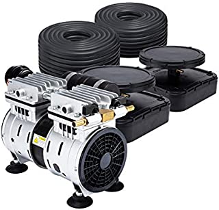 HQUA PAS20 Pond & Lake Aeration System for Up to 3 Acre, 1/2 HP Compressor + Two 100' Weighted Tubing + 2 Diffusers