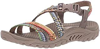 Skechers Women's Reggae-SEW ME-Boho Woven Strappy Slingback Sandal, Taupe Multi, 7 M US