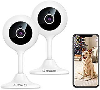 Goowls Security Camera Indoor, 2-Pack 1080p HD 2.4GHz WiFi Plug-in IP Camera for Home Security, Baby/Dog/Pet/Nanny Camera Monitor with Motion Detection Night Vision Two-Way Audio, Works with Alexa