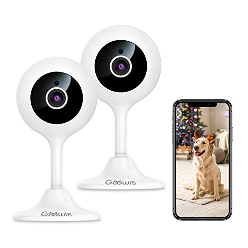 Goowls Security Camera Indoor, 2-Pack 1080p HD 2.4GHz WiFi Plug-in IP Camera for Home Security, Baby/Dog/Pet/Nanny Camera Monitor with Motion Detection Night Vision Two-Way Audio, Works with Alexa