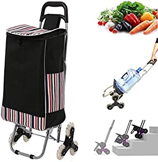 Folding Shopping Cart, Stair Climber Cart with Wheels, Foldable Compact Grocery Pull-Cart, Utility Cart Hand Truck, Waterproof Lightweight for Easy Storage