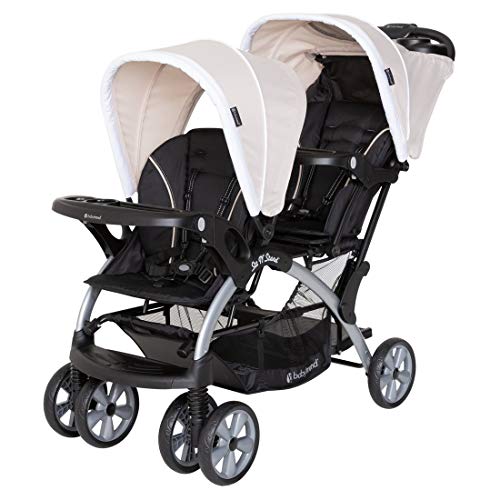 Baby Trend Sit N' Stand Compact Easy Fold Unisex Toddler Baby Double Tandem Stroller Convertible Travel System for Newborns and Toddlers, Modern Khaki