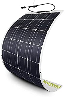 Newpowa 100W(Watt) 12V(Volt) Flexible Solar Panel Semi-Flexible High-Efficiency Monocrystalline Lightweight PV Module Off-Grid Battery Charger for RV Boat Camper Golf Cart