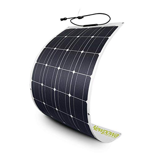 Newpowa 100W(Watt) 12V(Volt) Flexible Solar Panel Semi-Flexible High-Efficiency Monocrystalline Lightweight PV Module Off-Grid Battery Charger for RV Boat Camper Golf Cart