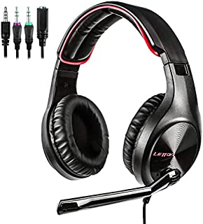 LETTON Stereo Gaming Headset for Xbox One, PS4, PC, Over Ear Headphones with Noise Cancelling Mic, Volume Controller, Bass Surround, Soft Memory Earmuffs for Computer Laptop Mac