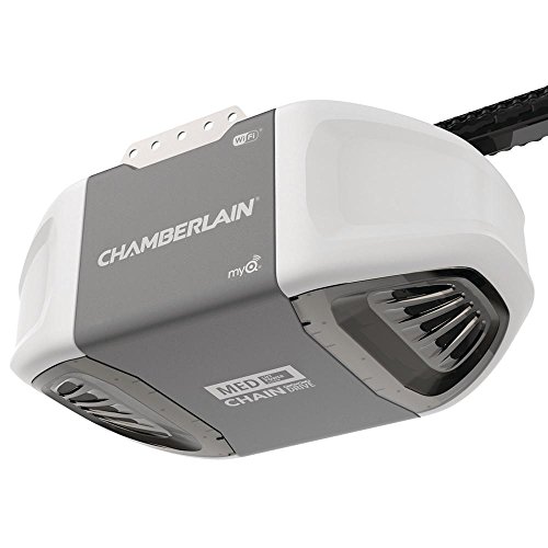 Chamberlain Group C450 Smartphone-Controlled Durable Chain Drive Garage Door Opener with MED Lifting Power, Pewter