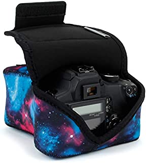 USA GEAR DSLR Camera Sleeve Case (Galaxy) with Neoprene Protection, Holster Belt Loop and Accessory Storage - Compatible with Nikon D3400, Canon EOS Rebel SL2, Pentax K-70 and Many More