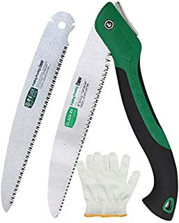 LAOA 10 Inch BLADE, Gardering Saws with gloves and Substitute blade for Tree Pruning, Camping, Gardening, Hunting. Cutting Wood, PVC, Bone
