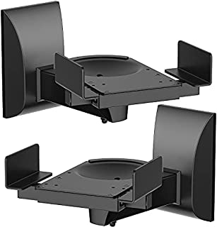 WALI Dual Side Clamping Bookshelf Speaker Wall Mounting Bracket for Large Surrounding Sound Speakers, Hold up to 55 lbs. (SWM201), Black