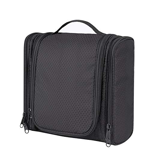 1958 CUTTER Hanging Toiletry Bag for Men and Women Travel Toiletry Organizer Kit Portable Waterproof Cosmetics Bag Multifunctional Bathroom Shower Shaving Bag(Black)