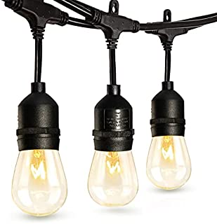 Amico 49FT Outdoor String Lights Commercial Grade Weatherproof Dimmable Patio Light String - 11W Incandescent Edison Bulb - UL Listed Heavy-Duty Decorative Yard Bistro Market Café Lights