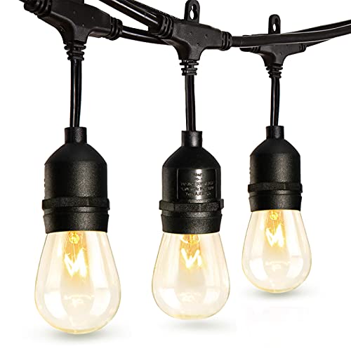 Amico 49FT Outdoor String Lights Commercial Grade Weatherproof Dimmable Patio Light String - 11W Incandescent Edison Bulb - UL Listed Heavy-Duty Decorative Yard Bistro Market Café Lights