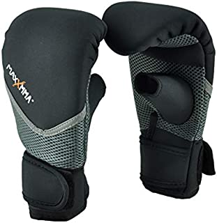 MaxxMMA Neoprene Washable Heavy Bag Gloves - Boxing Punching Training (Black, L/XL)