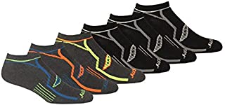 Saucony Men's Multi-Pack Bolt Performance Comfort Fit No-Show Socks, Grey (6 Pairs), Shoe Size: 8-12