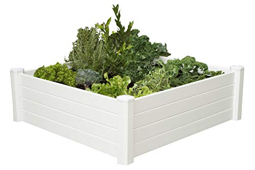 NuVue Products Raised 48 by 48 by 15-Inch Garden Box Kit, Extra Tall, White