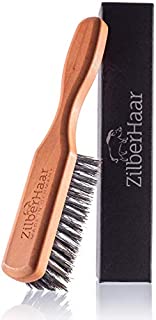 Beard Brush by ZilberHaar - Stiff Boar Bristles - Beard Grooming Brush for Men - Straightens and Promotes beard growth - Works with Beard Oil and Balm to Soften Beard  For beard kits - 6 inches long