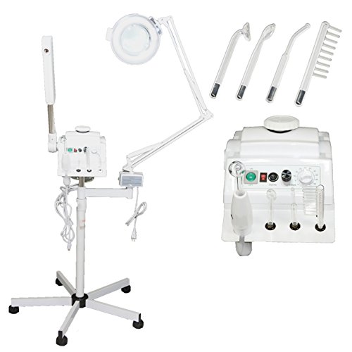 Professional 3 in 1 Aromatherapy Facial Steamer, 5x (16 Diopter) Magnifying Lamp & High Frequency Machine