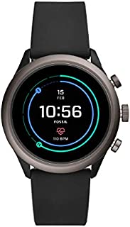 Fossil Men's Sport Heart Rate Metal and Silicone Touchscreen Smartwatch, Color: Grey, Black (FTW4019)