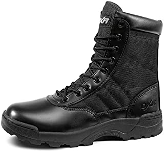 KaiFeng Military Tactical 7 Inch Boots Breathable Lightweight Mens Army Jungle Boots with Side Zipper (Black,Size 9)