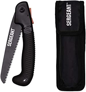 SERGEANT Folding Hand Saw All-Purpose + Carry Case. Best for Wood, Bone, PVC, Tree Pruning, Gardening, Camping, Hunting, Outdoors, Tool Box. Rugged 7