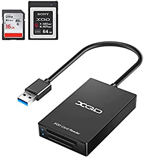 XQD Card Reader, Rocketek USB3.0 XQD/SD Card Reader Dual Slot Memory Card Reader 5Gpbs Super Speed Compatible with Sony G/M Series, Lexar 2933x/1400x USB Mark XQD Card, SD/SDHC Card for Windows/Mac OS