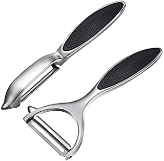 Vegetable Peelers for Kitchen, Y-Shaped and I-Shaped Peeler for Potato, Carrot, Apple, Veggie, Fruit, with Ergonomic Non-Slip Handle & Sharp Blade, Good Grip & Durable (2 Pcs)