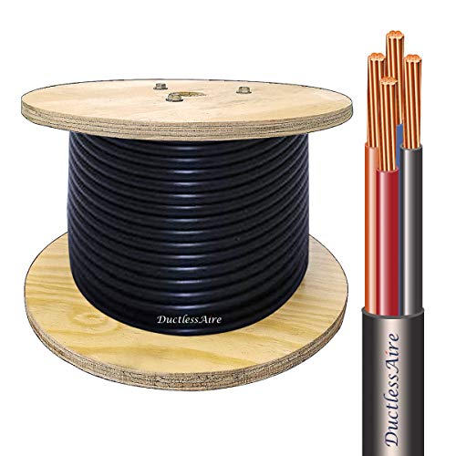 100 Ft 14-4 Awg Control Cable for Ductless Mini Split Air Conditioner Heat Pump Systems; 14 Awg 4 Conductor Color Coded Stranded