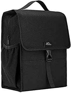 MoKo Insulated Lunch Bag, Reusable Cooler Tote Bag, Collapsible Multi-use Lunch Box, Thermal Lunch Sack with Zipper Closure for Travel Picnic School Office, Black