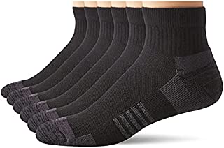 Amazon Essentials Men's 6-Pack Performance Cotton Cushioned Athletic Ankle Socks, Black, Shoe Size: 6-12