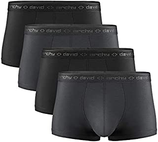 DAVID ARCHY Men's Dual Pouch Underwear Micro Modal Trunks Separate Pouches with Fly 4 Pack (XL, Black/Dark Gray)