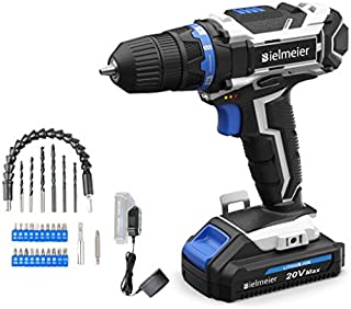 Bielmeier Cordless Drill Set, 20V MAX Lithium-Ion Power Drill Cordless, Electric Drill with Variable Speed, LED and 29pcs Drill Bits (BCDK-29)